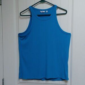 Reitmans bright aqua blue sleeves rib pattern tank top shirt size XL